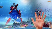 Superheros Shark Hulk Ironman Captain america Finger family - fat spiderman Finger family Rhymes 3d