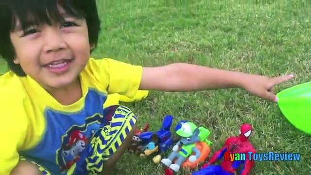 HUGE EGGS SURPRISE TOYS CHALLENGE Inflatable water slide Disney Cars Toys Paw Patrol Spiderman