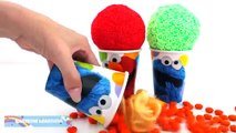 Elmo Foam Clay Surprise Eggs Ice Cream Cups Disney Frozen Minions Donald Duck RainbowLearning