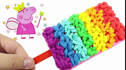 Play Doh make rainbow ice cream stick yummy with peppa pig toys