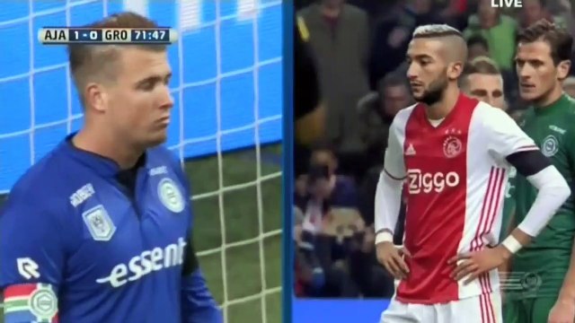 Hakim Ziyech Penalty Goal - AFC Ajax vs FC Groningen 2-0 04-12-2015
