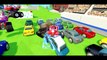 PINK MCQUEEN CARS Custom Colors + Spiderman & Hulk having FUN with Monster Trucks - Nursery Rhymes