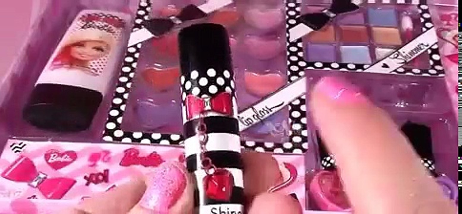 BARBIE Beauty Train Case! Makeup! Lip Gloss Shimmer Lotion Nail Polish! SHOPKINS FUN