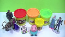 Play Doh kinder surprise eggs peppa pig cars toys along Elsa and Anna olaf frozen