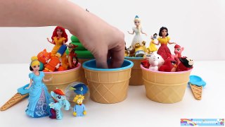 Play Doh Ice Cream Surprise Toys Disney Princess Finger Family Learn Colors RainbowLearning