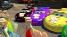 Elsa Disney Frozen Colorful Dress and Lightning McQueen Cars Colors Nursery Rhymes Action