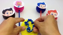 Play and Learn Colors with Glitter Play Dough Lollipops Bubble Guppies Molds Fun Animal and Creative