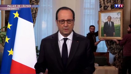 Download Video: Déménagement de François Hollande pendant son discours d'adieu - parodie hilarante