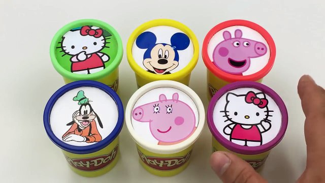 Сups Stacking Surprise Toys Play Doh Clay Mickey Mouse Peppa Pig Hello Kitty Learn Colors for Kids