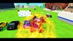 MONSTER TRUCKS MCQUEEN & LIGHTNING MCQUEEN COLORS Destroy Cars + FUN with Spiderman & Mickey Mouse
