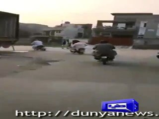 Saad Rafique visits his constituency on motorbike