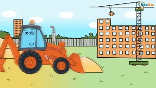Car Cartoons for children. Crane. Construction Vehicles - Excavator & Truck. Compilation 1 Hour