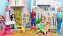 Frozen Elsa MERMAID PARTY With Little Mermaid Ariel, Play Doh Spiderman, Mike Th