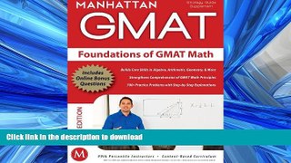 Pre Order Foundations of GMAT Math, 5th Edition (Manhattan GMAT Preparation Guide: Foundations of