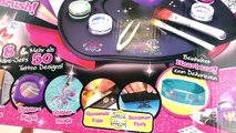 Tattoo Set Glitter Style - Glitza Studio avec des formes sur folio, pinceau et poudre de paillettes