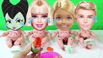 Bebek Barbie Malefiz Ken Chelsea Kreşteler Mama Yiyorlar Sürpriz Yumurta Açıyor