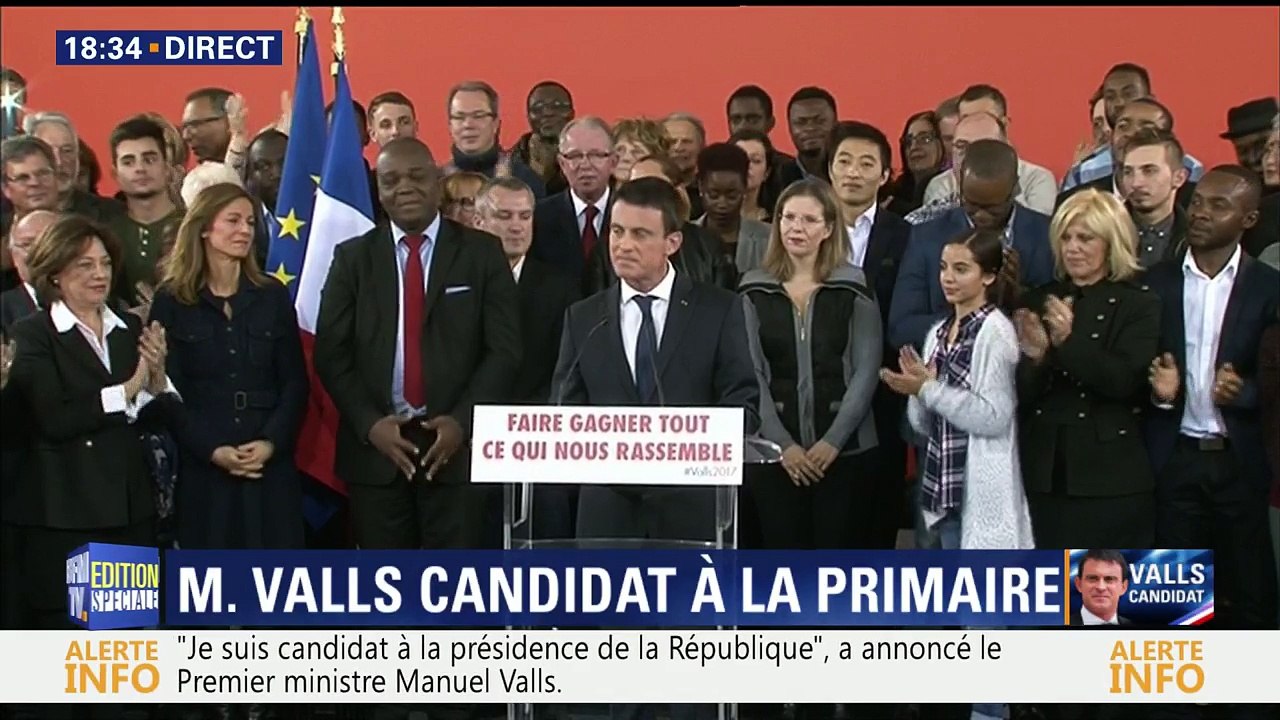 Manuel Valls candidat à la primaire du PS : son discours de candidature