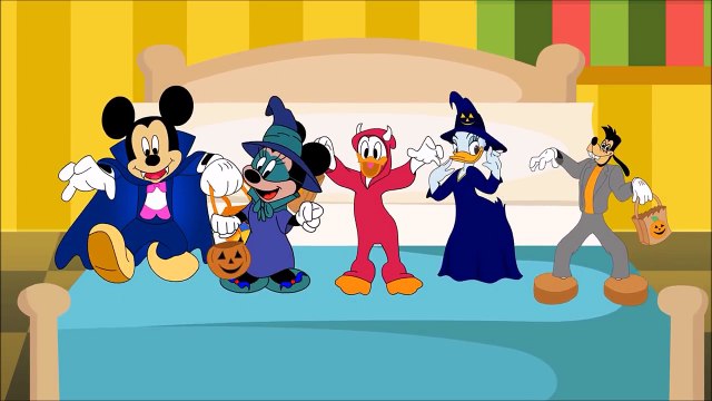 5 Little Halloween Mickey Mouse Clubhouse Jumping on the Bed - Five Little Monkeys Nursery Rhymes