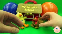 ANIMAL SOUNDS with Kinder Surprise Eggs & My Barnyard Buddies! Duck, Rooster, Pig & Cow Toys!