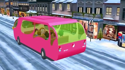 Wheels On The Bus Go Round And Round Nursery Rhymes by Animals and Dinosaurs Cartoons for Children