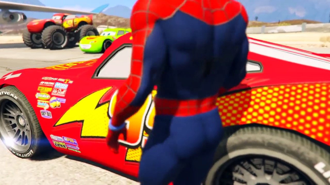 Spiderman Lightning McQueen Cars Fly Airplane Transportation Nursery Rhymes Songs for Kids