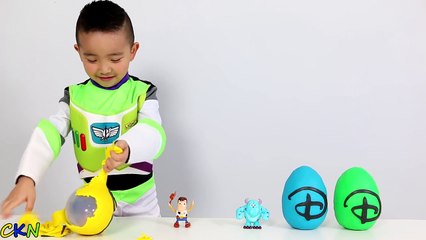 Disney Pixar Wind-Up Play-Doh Surprise Eggs Opening Fun With Buzz Lightyear Woody Disney Cars