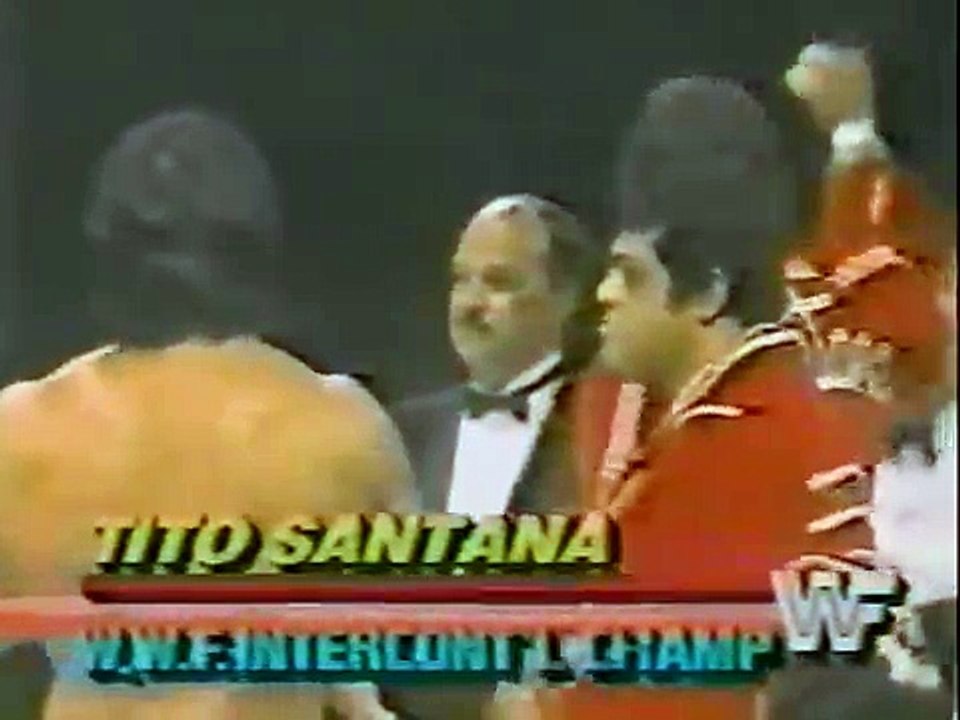Gene Okerlund presents the new IC Title to Tito Santana   Championship Wrestling Sept 28th, 1985