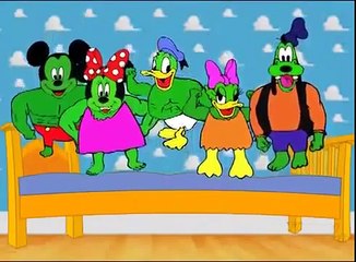 5 LITTLE MICKEY HULK JUMPING ON THE BED Daddy Fingers / Family Finger Nursery Rhymes Lyrics