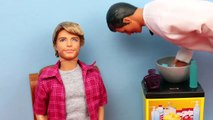 Barbie Brunette with Ken Shaving Barber Shop Shaves Ken Beard and Mustache Fun Toy Review