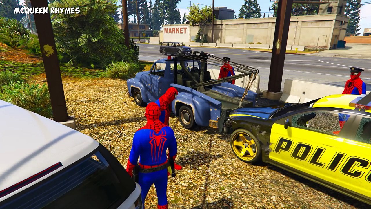 Compilation Police Cars for Kids with Funny Cartoon Spiderman Policeman & Nursery rhymes Songs