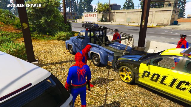 Compilation Police Cars for Kids with Funny Cartoon Spiderman Policeman & Nursery rhymes Songs