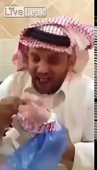 Saudi Arab Man eats a Raw Chicken