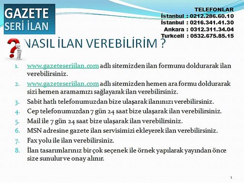 Kampanyali Gazete ilanı ver