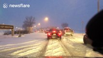 Manitoba roads covered in snow after blizzard