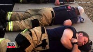 Firefighters Finally Rest By Sleeping On Sidewalk After Battling Wildfires