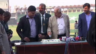 Cake Cutting Ceremony with Cultural Sindhi Ajrak and Photo Album of Pakistan Disabled Team