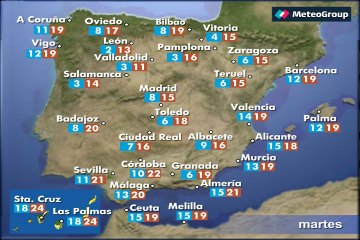 Previsión del tiempo para este martes, 6 de diciembre