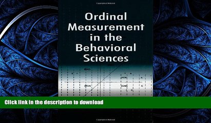 Pre Order Ordinal Measurement in the Behavioral Sciences