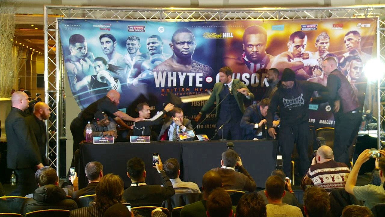 Dereck Chisora throws table at Dillian Whyte