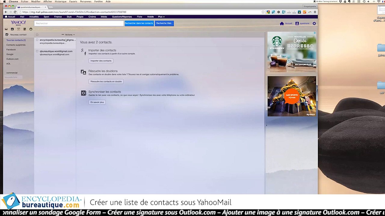 comment créer une liste de contacts sous yahoo