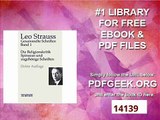 Leo Strauss Gesammelte Schriften Band 1 Die Religionskritik Spinozas und zugehörige Schriften