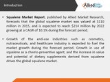 Squalene Market is Expected to Reach $214 Million, by 2022, Globally