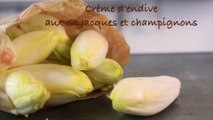 Recette de la crème d'endives aux noix de St Jacques et aux champignons