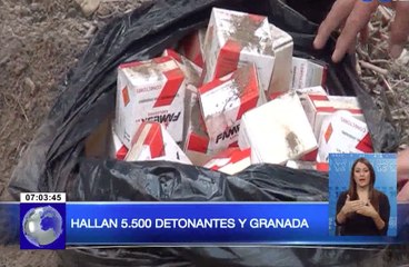 Hallan enterrada 5500 detonantes y granada