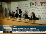 Italia: Matteo Renzi formaliza su renuncia