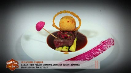 Le C.E.S.A.R. : boeuf poêlé et en tartare, cromesqui de sauce béarnaise d'Amaurie
