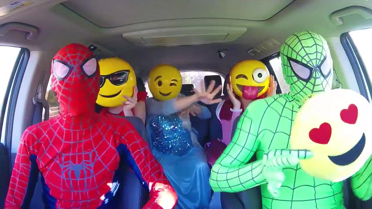 Superhero Car Dance! w_ Emoji Green Spiderman a...