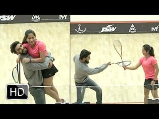 Ranveer Singh Playing Squash With A Young Girl