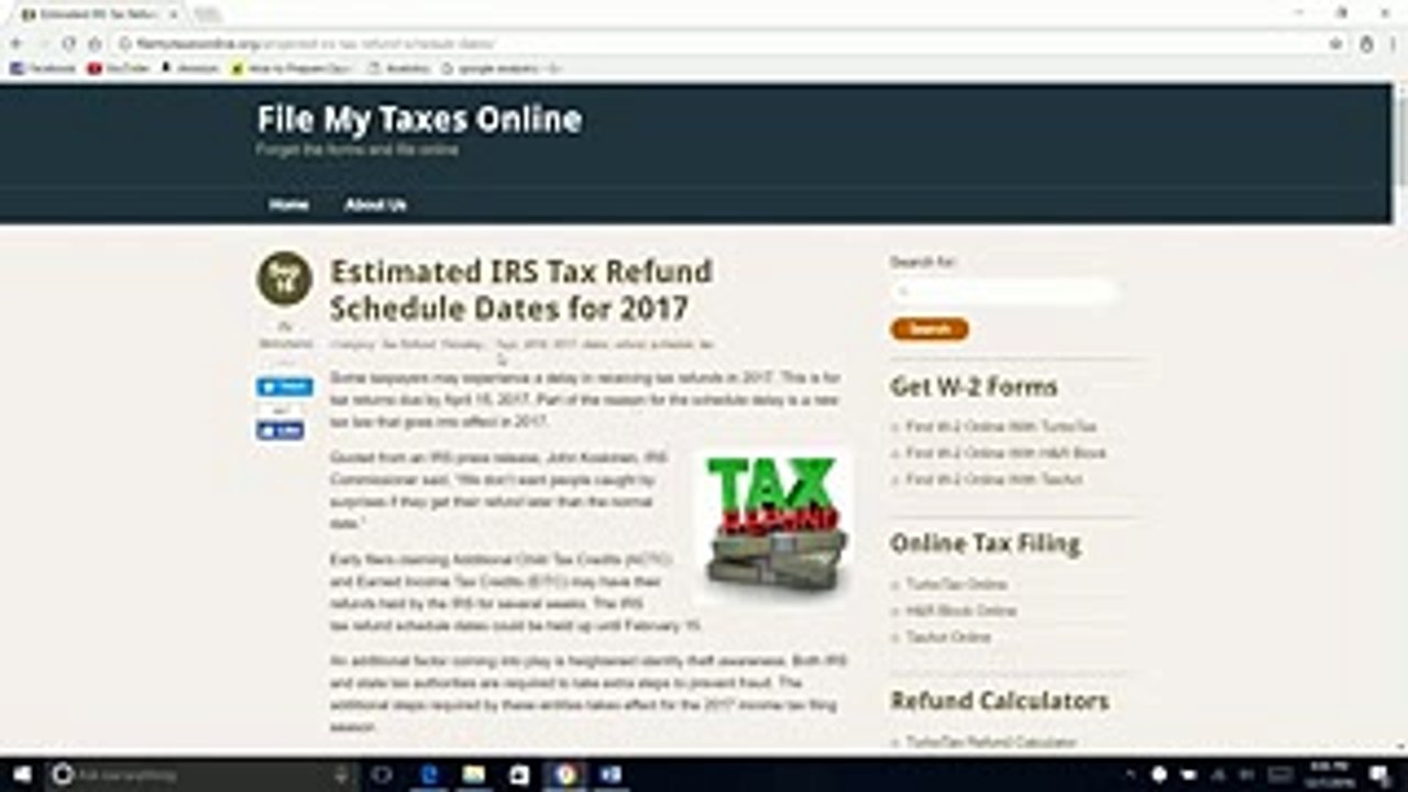 Estimated IRS Tax Refund Schedule Dates for 2017