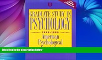 Buy American Psychological Association Graduate Study in Psychology 1998-1999: With 1999 Addendum